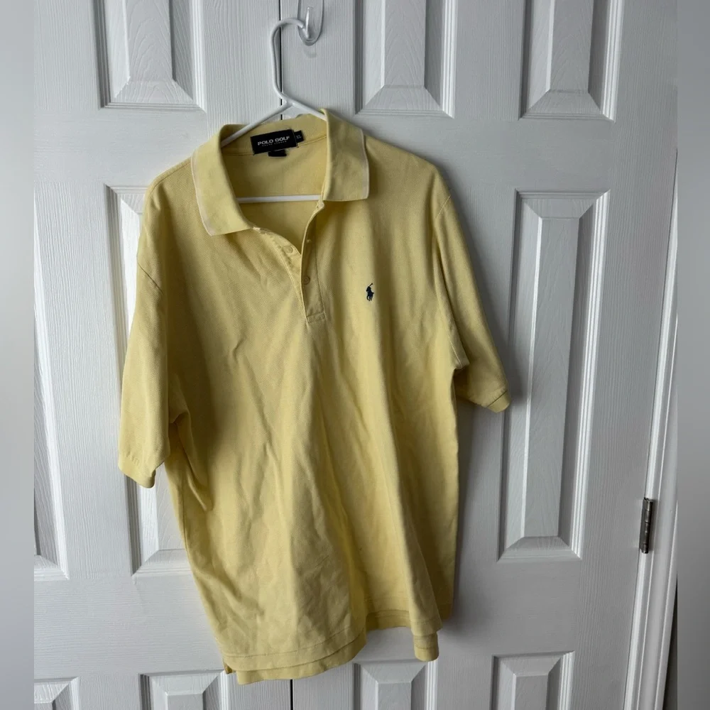 Polo Golf Ralph Lauren Butter Yellow & Navy Polo Shirt XL Quiet Luxury Vintage